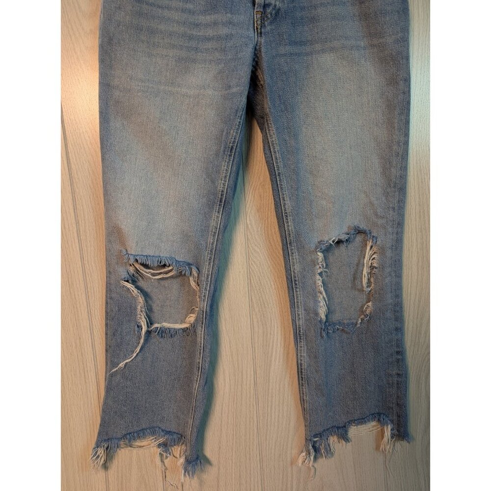 We The Free People Jeans Maggie Mid Rise Straight Leg Button Fly 27 Distressed - Picture 4 of 12